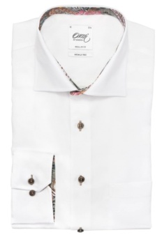 Oscar Of Sweden White Slim Fit Shirt With Contrast Detaljs